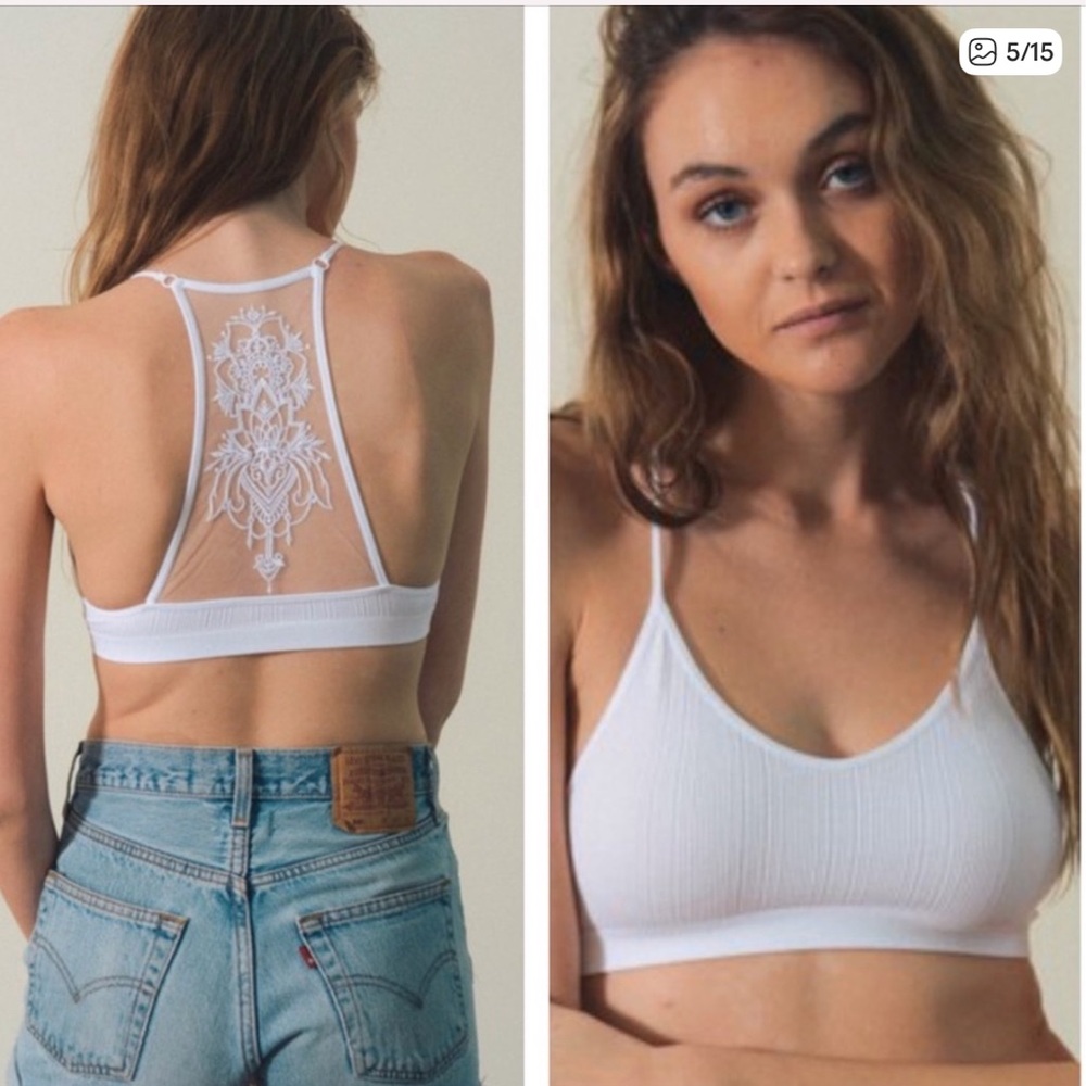 White Lace Racerback Bralette - Women Intimates & Sleepwear - Picture 5 of 12
